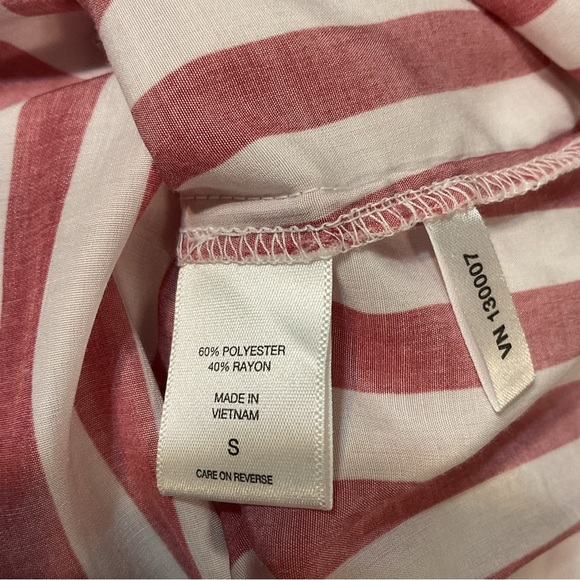 New York & Company Maroon & White Striped Button Up Blouse - Picture 5 of 5